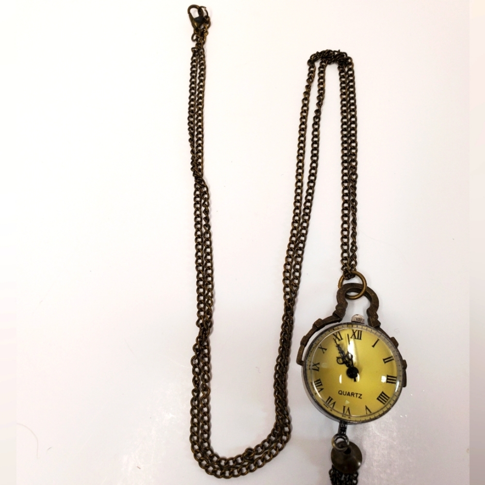 Fisheye Glass Ball Watch Necklace Pendant Bronze Steampunk Earthbound